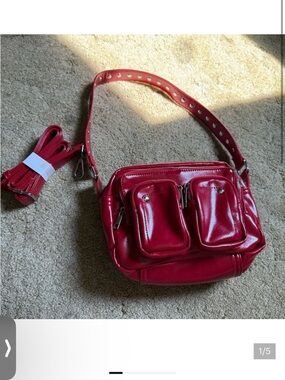 Nunoo Red faux Leather Shoulder Bag